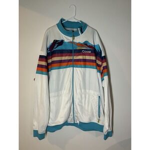 vintage Coogi track jacket featuring a mountain graphic and rainbow stripes 6XL